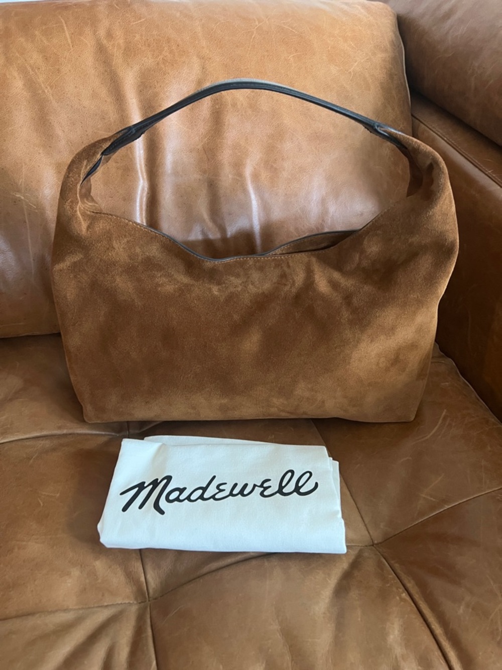 Madewell Mylie Russet Brown Suede Shoulder Bag Hobo Bag